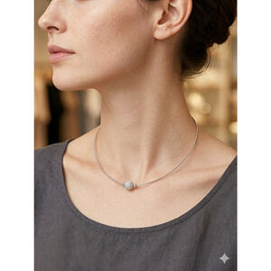 Dainty Silver Tone Aurora Borealis Pave Disco Ball Choker Necklace Y2K sparkle